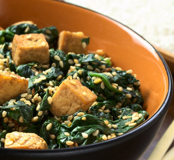Hitashi Spinach And Abura Age Fried Tofu Stir Fry