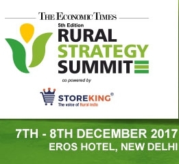 5th Edition of the ET Rural Strategy Summit 2017 will be held on 7th & 8th December 2017 in New Delhi