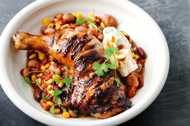 Texan grilled chicken with cowboy beans 