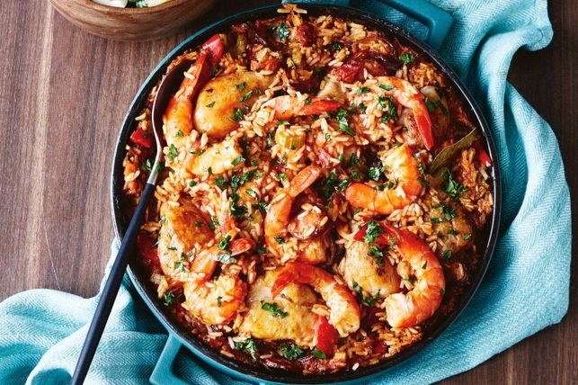 Chicken and prawn jambalaya