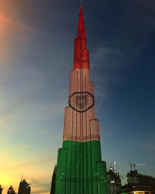 Tri Colour is high in UAE on the eve before arrival of PM Modi