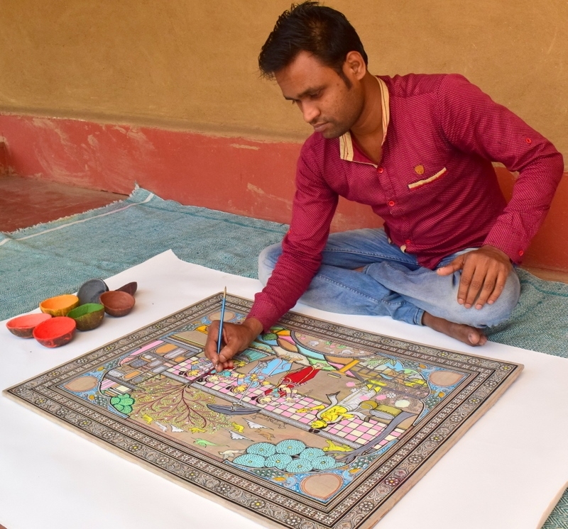 Artist workshop based on Krishna and Rukmini tales at the Introductory Gallery 