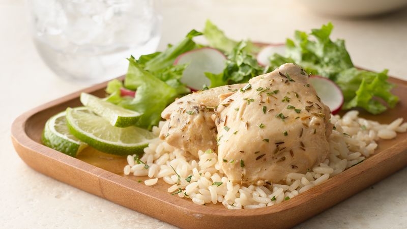 Slow-Cooker Lime Garlic Chicken with Rice