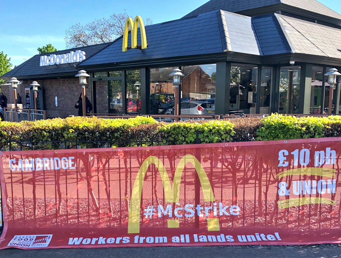 Employees of McDonald Manchester  go on strike on May Day
