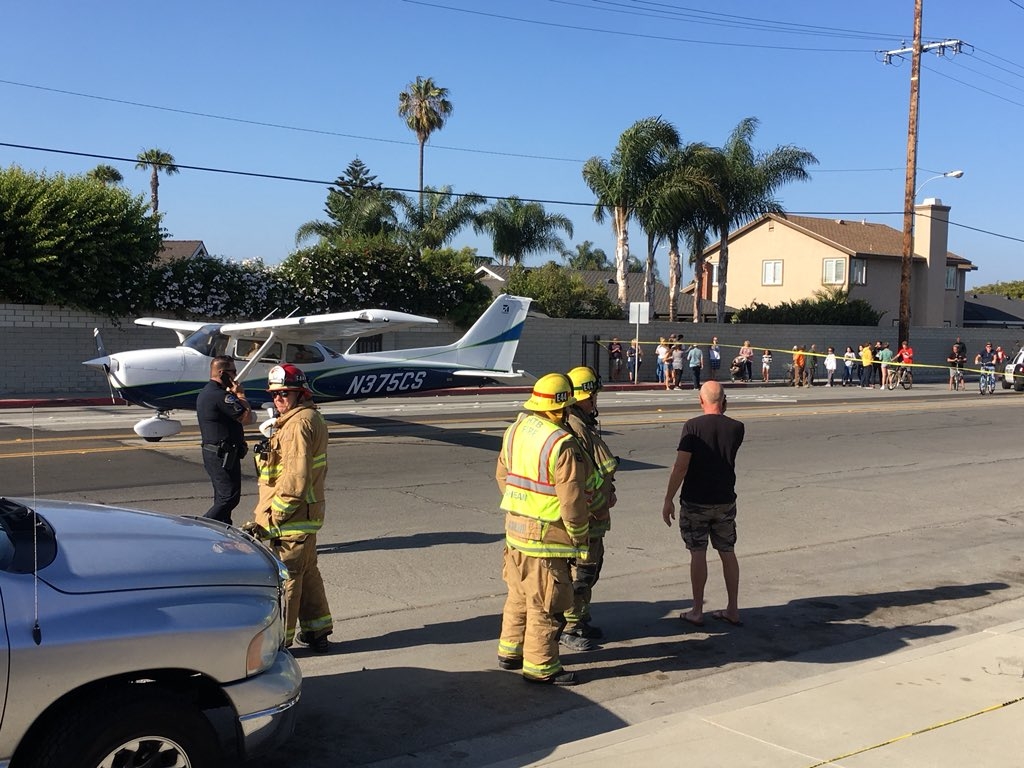 Female pilot makes an emergency landing on street in California