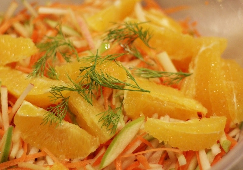 Carrot, Apple and Orange Coleslaw 