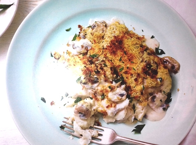 Haddock with mushrooms and cream