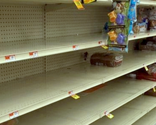 Only 50 percent of the stock left in grocery stores!