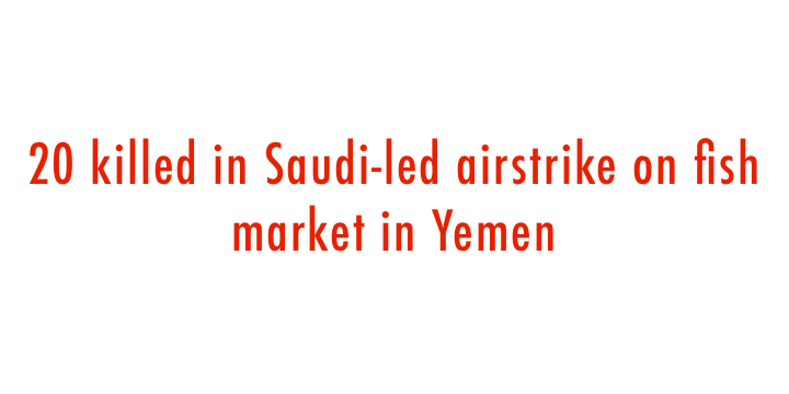  20 killed in Saudi-led airstrike on fish market in Yemen 