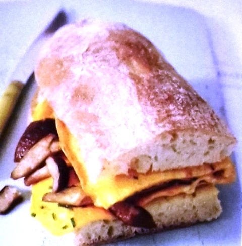 Mushroom omelet with ciabatta