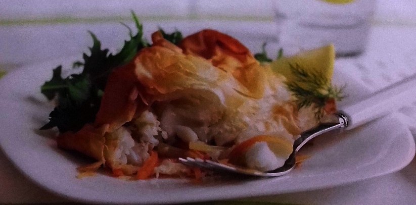 Halibut in filo parcels