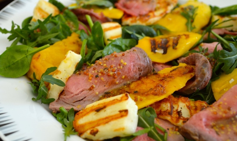 Beef with roast vegetables salad