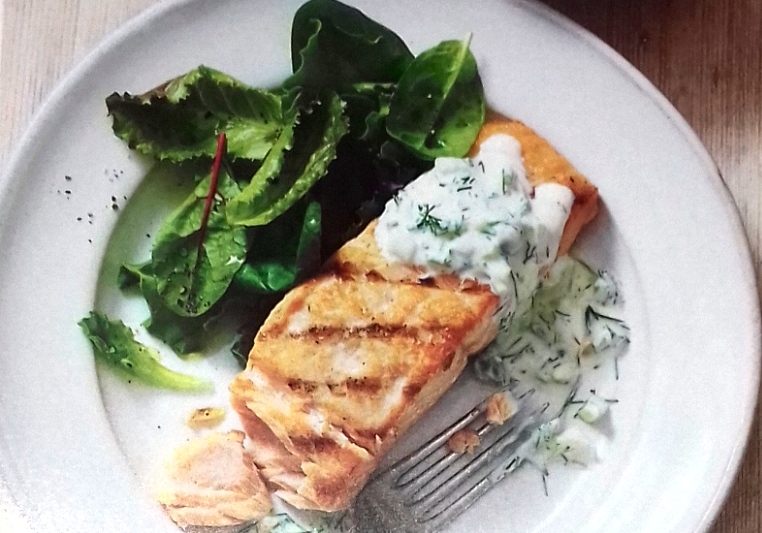 Griddled salmon tranches