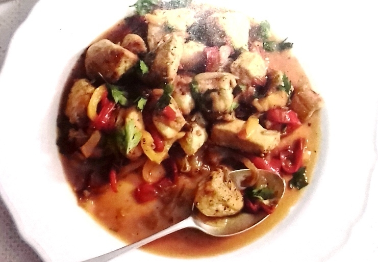 Turkey casserole with peppers and cider