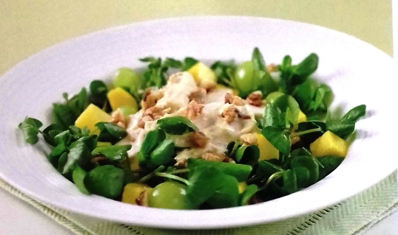 Turkey salad with mango and grapes