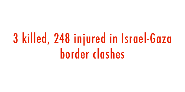  3 killed, 248 injured in Israel-Gaza border clashes 