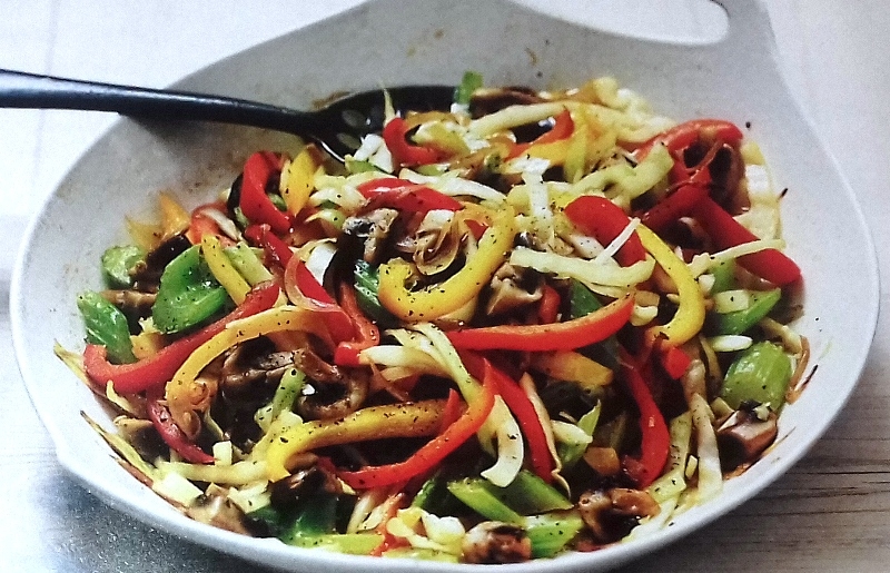 Cabbage and mixed pepper stir-fry
