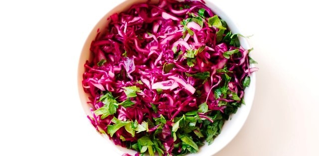 Red salad bowl