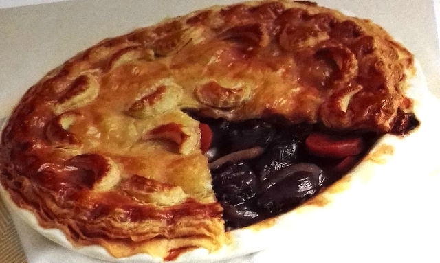Game pie with fennel and carrots