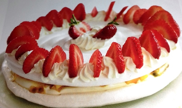 Mango and passion fruit meringue