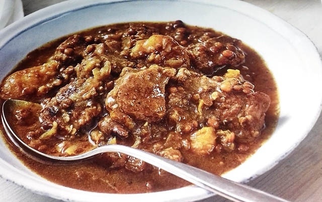 Aromatic lamb with lentils