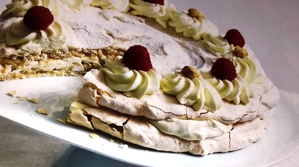 Hazelnut meringue gateau