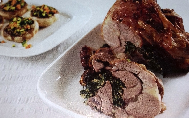 Spinach-stuffed lamb