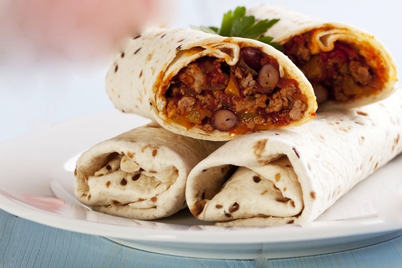 Beef and bean burritos
