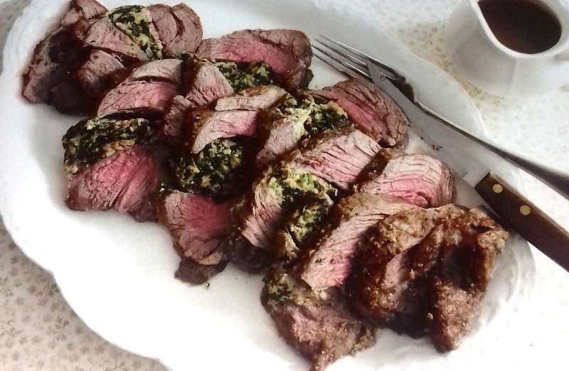 Lemon roast veal with spinach stuffing