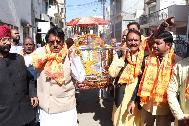 Minister P.C. Sharma participates in Shobha Yatra
