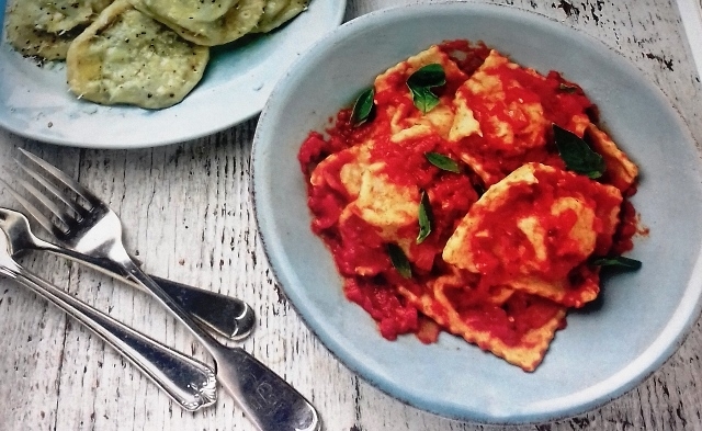 Chicken and prosciutto ravioli
