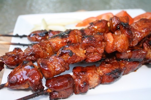 Oriental pork kebabs