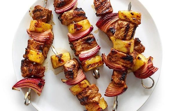 Beef and red onion kebabs