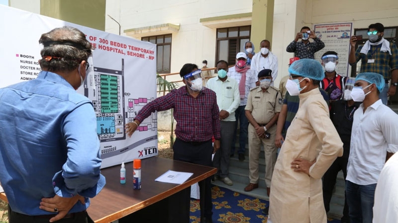 CM Chouhan takes stock of under construction Covid Care Centre in Budhni