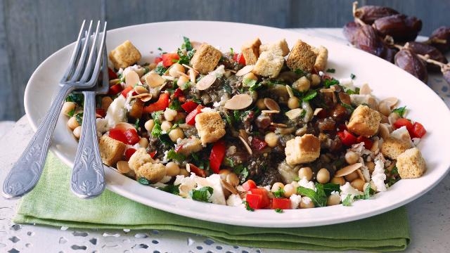 Grilled aubergine salad