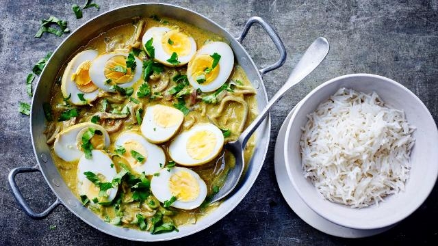 Whole eggs in coconut masala (egg molee)