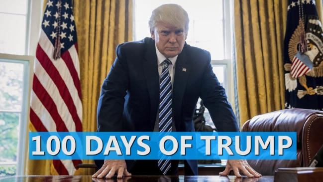  Trump marks 100 days in office, slams media (Lead) 
