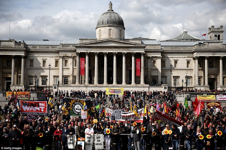  May Day rally held in London s Trafalgar Square 