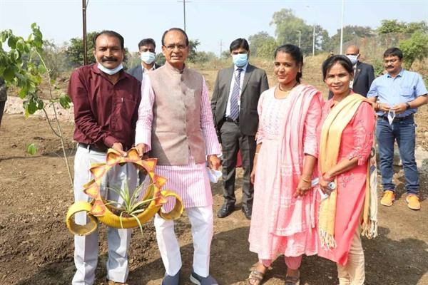 CM Chouhan plants Gulmohar and Haldu plants in Smart Udyan