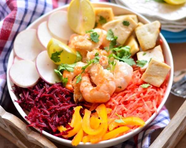 Tofu & Shrimp Salad With Balsamic Dressing