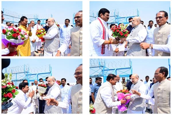 Union Minister Shah Welcomed by Chief Minister Chouhan and Ministers at State Hangar