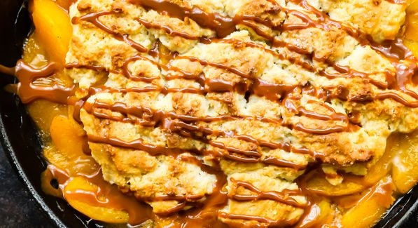 Skillet Peach Cobbler with Dulce de Leche