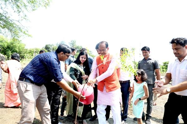 CM Chouhan plants saplings of banyan, neem and cassia