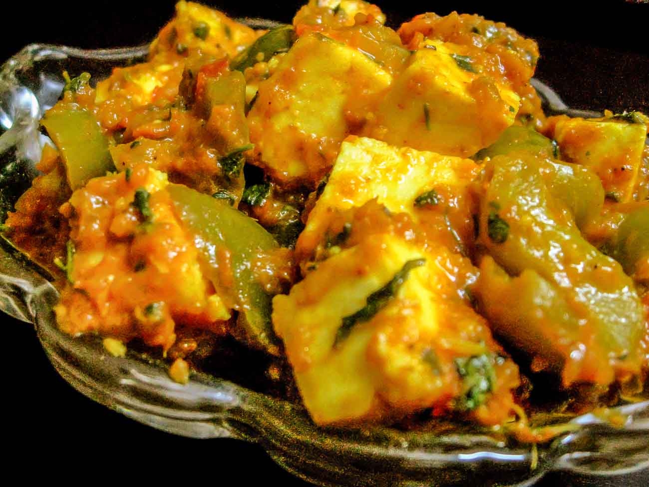 Spiced Cottage Cheese with Green Bell Peppers