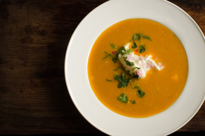 Sweet Potato and Poblano Pepper Soup
