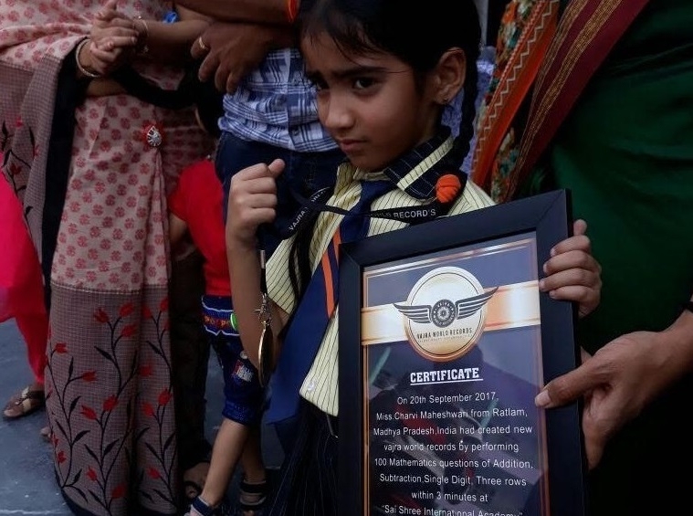 Charvi Maheshwari 6year old girl set the world record for fastest calculation.