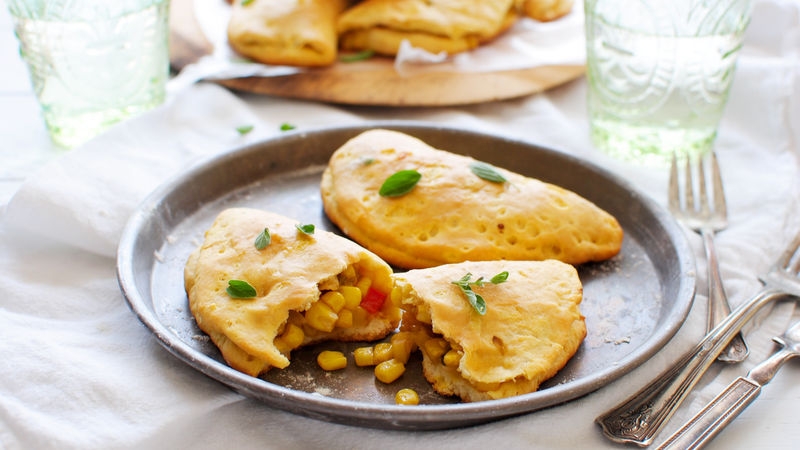 Sweet Corn, Red Pepper and Green Chile Empanadas 