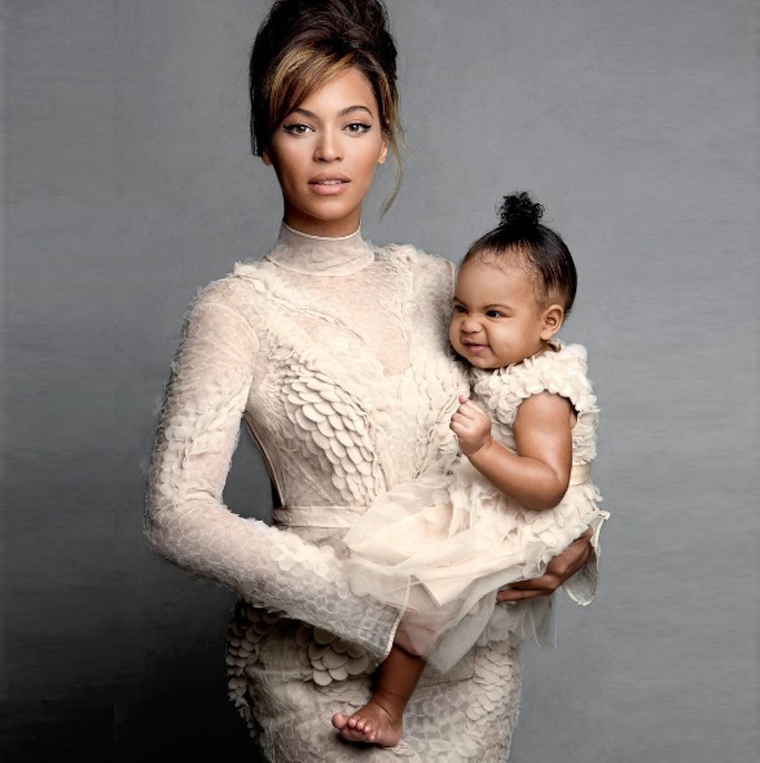 Singer Beyonce flaunts her mommy love giving literal meaning to the saying "kids are the jewels a mother wears."