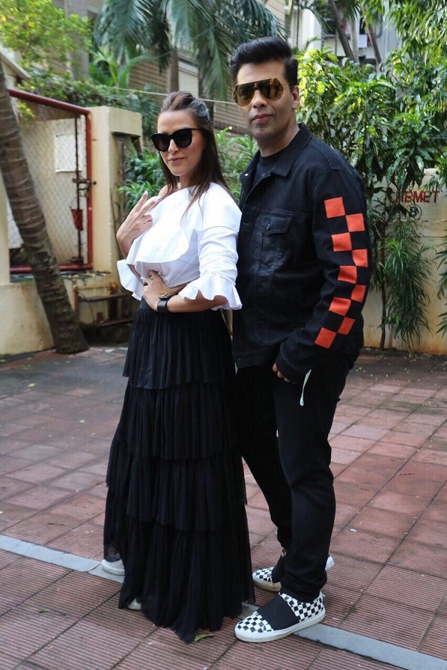 Um, this is gonna be exciting! Karna Johar on that side of the table this time,  only for  Neha Dhupia at Hash Tag No Filter Neha!