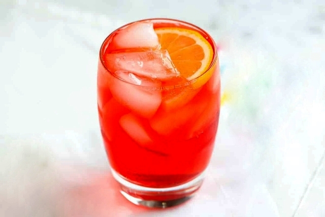 Sloe Gin Soda Fizz with Orange Slice